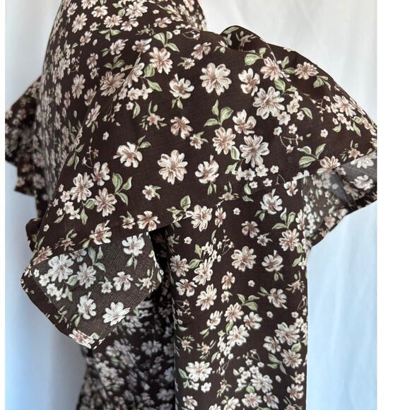 NWT Area Stars Demure Floral Dress "Pearl" Buttons A-Line Tiered Ruffle Skirt XS - Picture 7 of 9